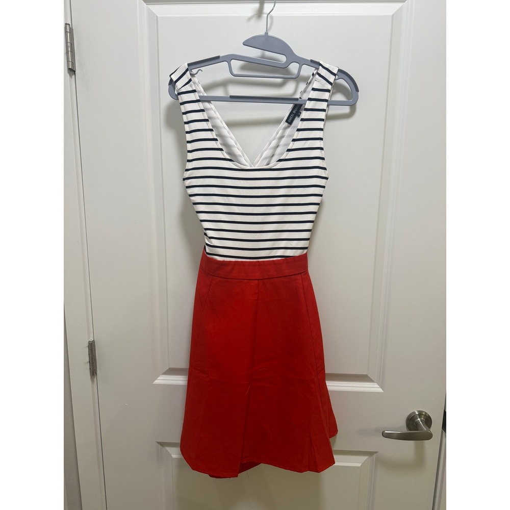 Omeya Wanshil Women Striped Red Colorblock Cutout Back Fit & Flare Dress Small